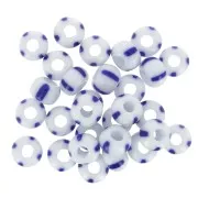Cuentas de Rocalla Preciosa rayadas 2/0 - 6 mm - Blanco - Azul x20 g