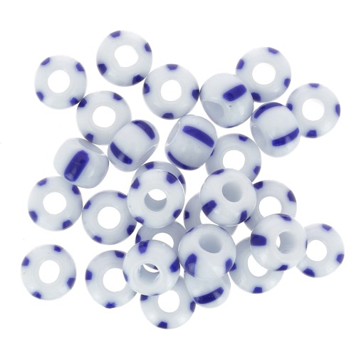 Cuentas de Rocalla Preciosa rayadas 2/0 - 6 mm - Blanco - Azul x20 g