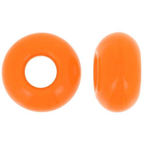 Cuenta de agujero grande - Donuts 14 mm - Naranja opaco x10