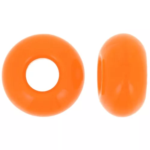 Cuenta de agujero grande - Donuts 14 mm - Naranja opaco x10