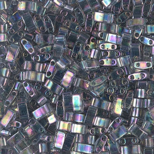 Miyuki Half Tila Beads 5x2.3x1.9mm HTL-2440D Dark Transparent Gray AB Luster x10g