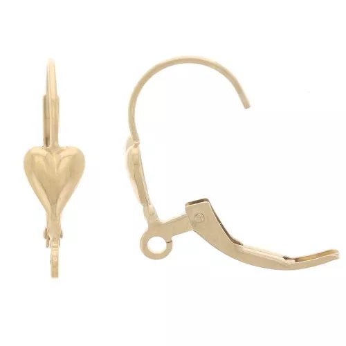 Ganchos pendientes con anilla abierta 17 mm - Corazón - Gold Filled x2