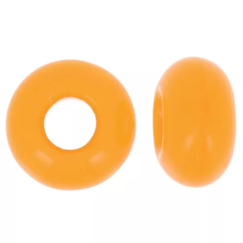 Cuenta de agujero grande - Donuts 14 mm - Naranja claro opaco x10