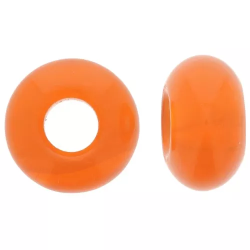 Cuenta de agujero grande - Donuts 14 mm - Naranja oscuro x10