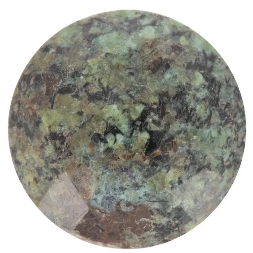 Cabujón redondo facetado 12 mm gema - Turquesa africana - Jaspe x1