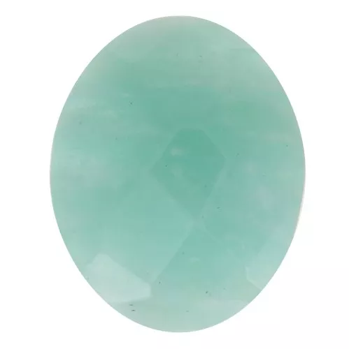 Cabujón ovalado facetado 10x8 mm gema - Amazonita x1