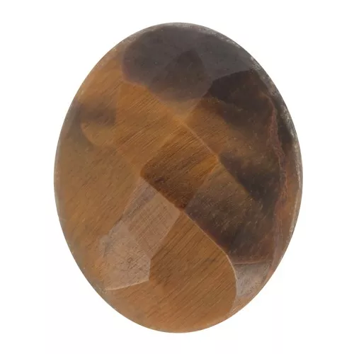 Cabujón ovalado facetado 10x8 mm en piedra preciosa - Ojo de tigre x1