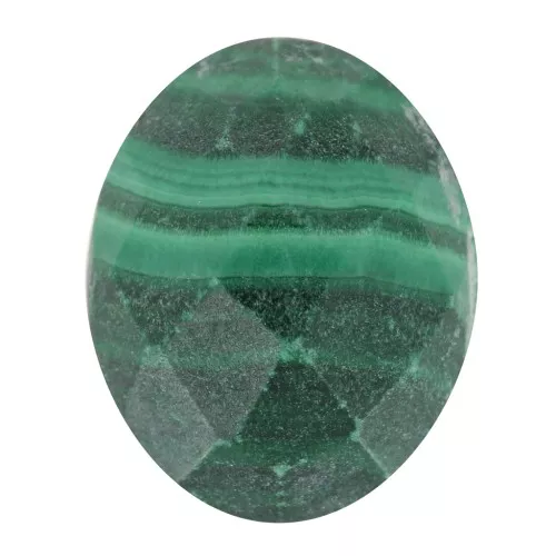 Cabujón ovalado facetado 10x8 mm en piedra preciosa - Malaquita x1