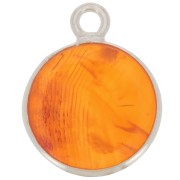 Dije redondo 11 mm - Piedra preciosa - Plata 925 - Cornalina x1|raw }}