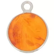 Dije redondo 11 mm - Piedra preciosa - Plata 925 - Cornalina x1