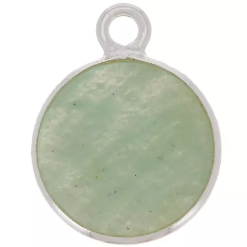 Dije redondo 11 mm - Gema - Plata 925 - Amazonita x1