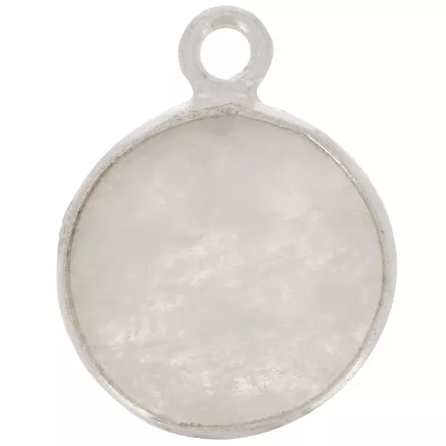 Dije redondo 11 mm - Piedra preciosa - Plata 925 - Piedra de luna x1