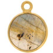 Dije redondo 11 mm - Piedra preciosa - Plata de ley 925 dorada - Labradorita x1|raw }}