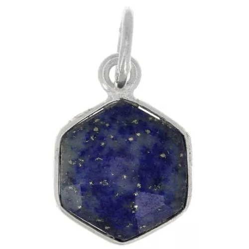 Colgante hexágono facetado 15x11 mm - piedra preciosa - Plata 925 - Lapislázuli x1