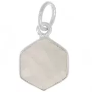 Colgante hexágono facetado 15x11 mm - Piedra preciosa - Plata 925 - Piedra luna