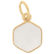 Colgante hexágono facetado 15x11 mm - Plata de ley 925 dorada - Piedra de luna