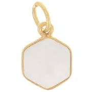 Colgante hexágono facetado 15x11 mm - Plata de ley 925 dorada - Piedra de luna