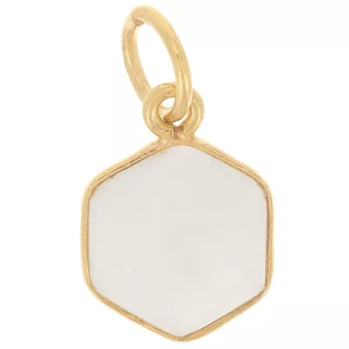 Colgante hexágono facetado 15x11 mm - Plata de ley 925 dorada - Piedra de luna