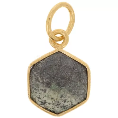 Colgante facetado hexagonal 15x11mm Plata de Ley Dorada 925 - Turquesa Africana