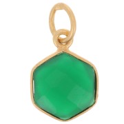 Colgante hexágono facetado 15x11mm piedra de color Arg 925 Dorado Oro Fino - Onix Verde|raw }}