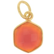 Colgante hexágono facetado 15x11mm piedra de color Arg 925 Dorado Oro Fino - Onix Rojo|raw }}