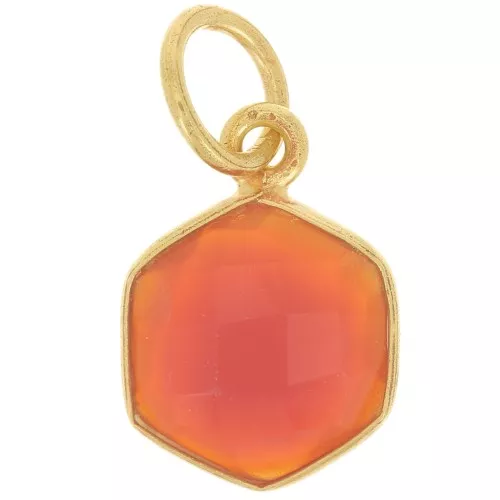 Colgante hexágono facetado 15x11mm piedra de color Arg 925 Dorado Oro Fino - Onix Rojo