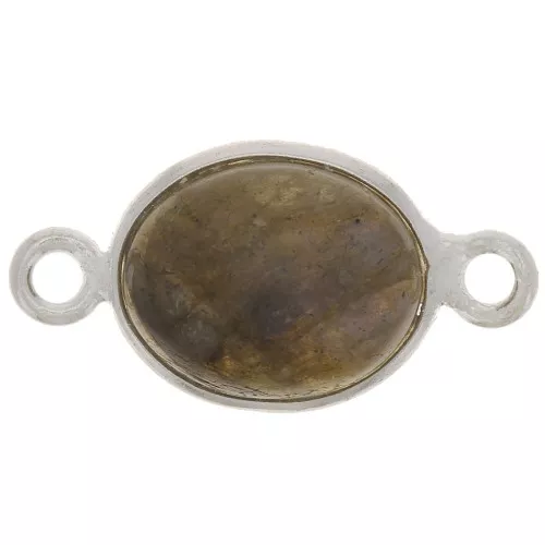 Entrepieza de piedra ovalada 13x8 mm - Plata 925 - Labradorita x1