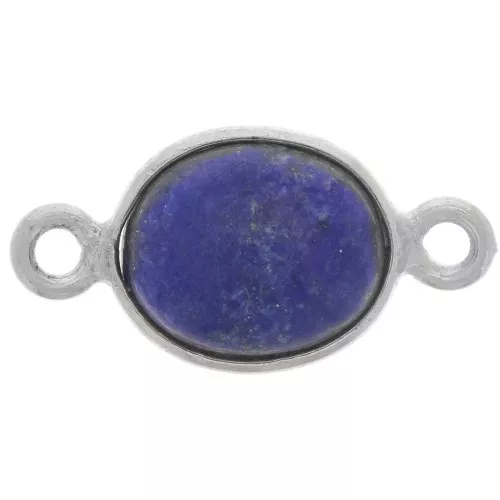 Entrepieza de piedra ovalada 13x8 mm - Plata 925 - Lapislázuli x1