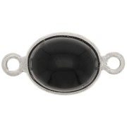 Entrepieza de piedra ovalada 13x8 mm - Plata 925 - Ónix negro x1|raw }}