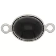 Entrepieza de piedra ovalada 13x8 mm - Plata 925 - Ónix negro x1