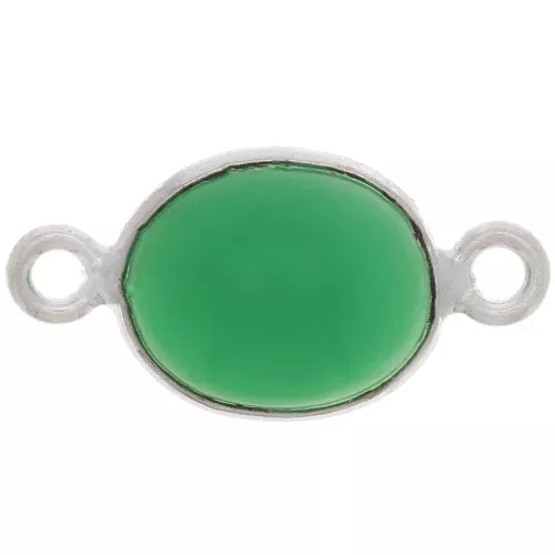 Entrepieza de gema ovalada de color 13x8 mm - Plata de ley 925 - Ónix verde x1