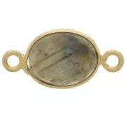 Entrepieza de piedra ovalada 13x8 mm - Plata de ley 925 Dorado oro fino - Labradorita
