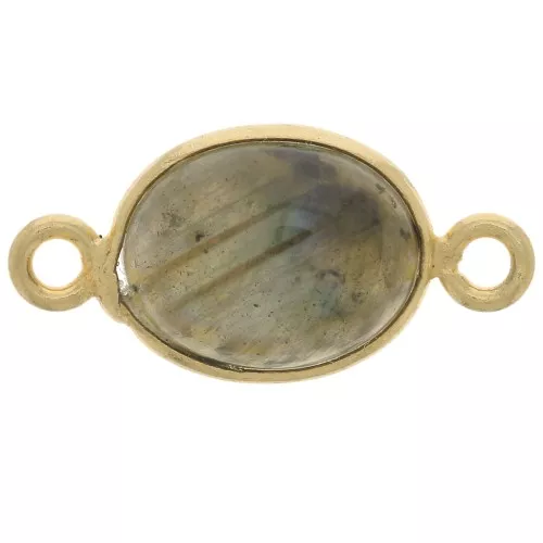 Entrepieza de piedra ovalada 13x8 mm - Plata de ley 925 Dorado oro fino - Labradorita