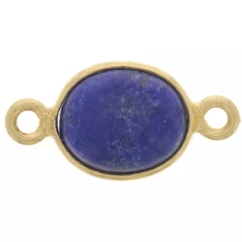 Entrepieza de piedra ovalada 13x8 mm - Plata 925 Dorada - Lapislázuli