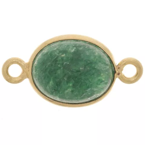 Entrepieza de piedra ovalada 13x8 mm - Plata 925 Dorado oro fino - Aventurina