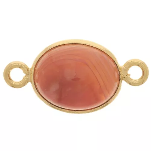 Entrepieza de piedra ovalada 13x8 mm - Plata de ley 925 Dorado oro fino - Cornalina