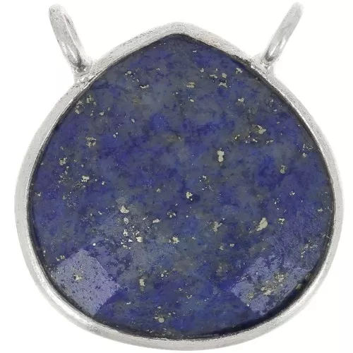 Entrepieza de gota facetada para collar 17x16 mm - Plata 925 - Lapislázuli x1