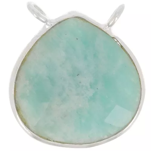 Entrepieza de gota facetada para collar 17x16 mm - Plata de ley 925 - Amazonita x1
