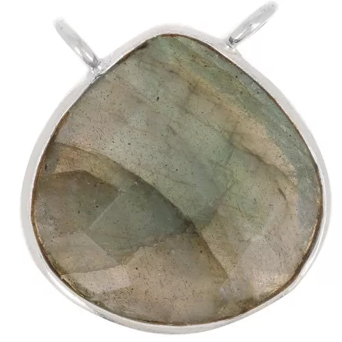 Entrepieza de gota facetado para collar 17x16 mm - Plata de ley 925 - Labradorita x1