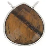 Entrepieza de gota facetada para collar 17x16 mm - Plata de ley 925 - Ojo de tigre x1