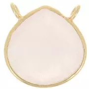 Collar entrepieza gota facetada 17x16mm - Plata de ley 925 Dorado oro fino fino - Cuarzo rosa