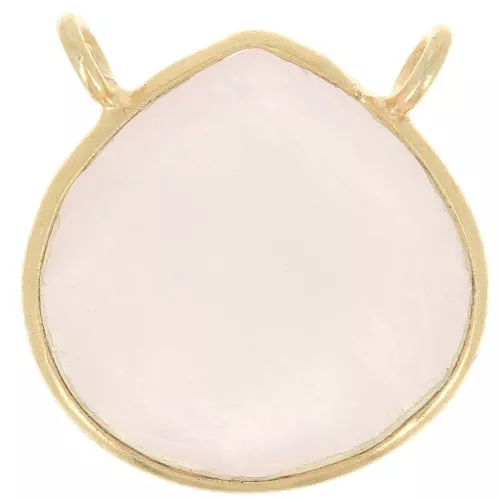 Collar entrepieza gota facetada 17x16mm - Plata de ley 925 Dorado oro fino fino - Cuarzo rosa