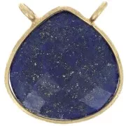 Collar entrepieza gota facetada 17x16 mm Plata 925 Dorado oro fino Dorado oro fino fino - Lapislázuli