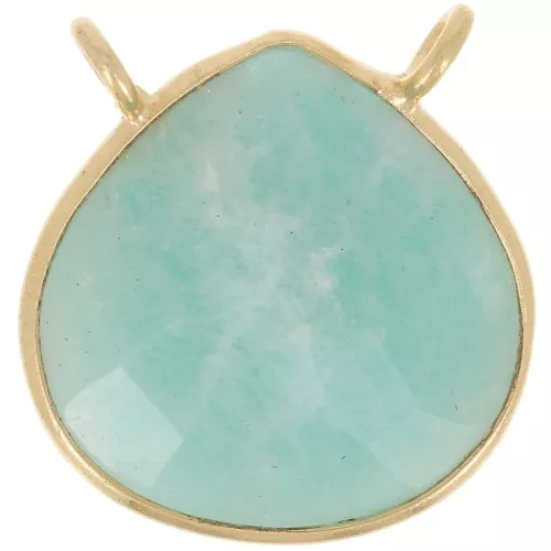 Collar entrepieza gota facetada 17x16 mm - Plata 925 Dorado oro fino - Amazonita