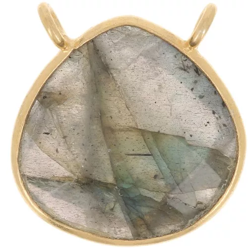 Collar entrepieza gota facetada 17x16 mm Plata 925 Dorado oro fino - Labradorita