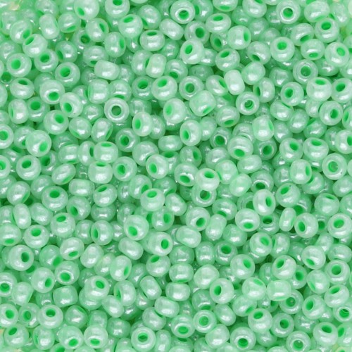 Cuentas de Rocalla Preciosa 11/0 de 2 mm - Verde agua nacarado x 20 g