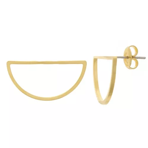 Pendientes huecos en forma de media luna 30x15 mm - 3 micras con baño de oro x2