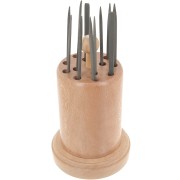 Soporte redondo de madera 16,5x9 cm para limas de agujas - Natural x1