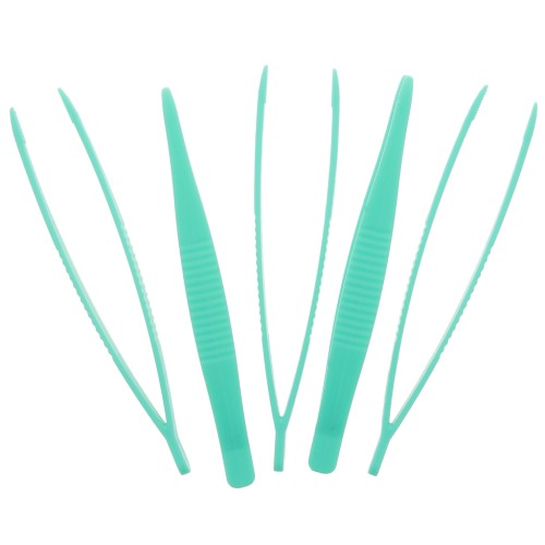Juego de 5 pinzas de precisión de plástico de 11,5 cm - Menta
