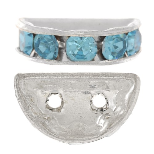 Rondel Media Luna 14x8 mm plateado Aquamarina x1